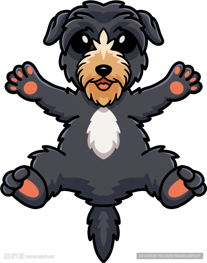 跳跃的可爱黑毛小狗