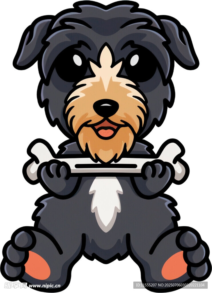 可爱小狗抱骨头