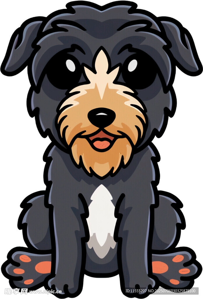 可爱黑色小狗卡通形象