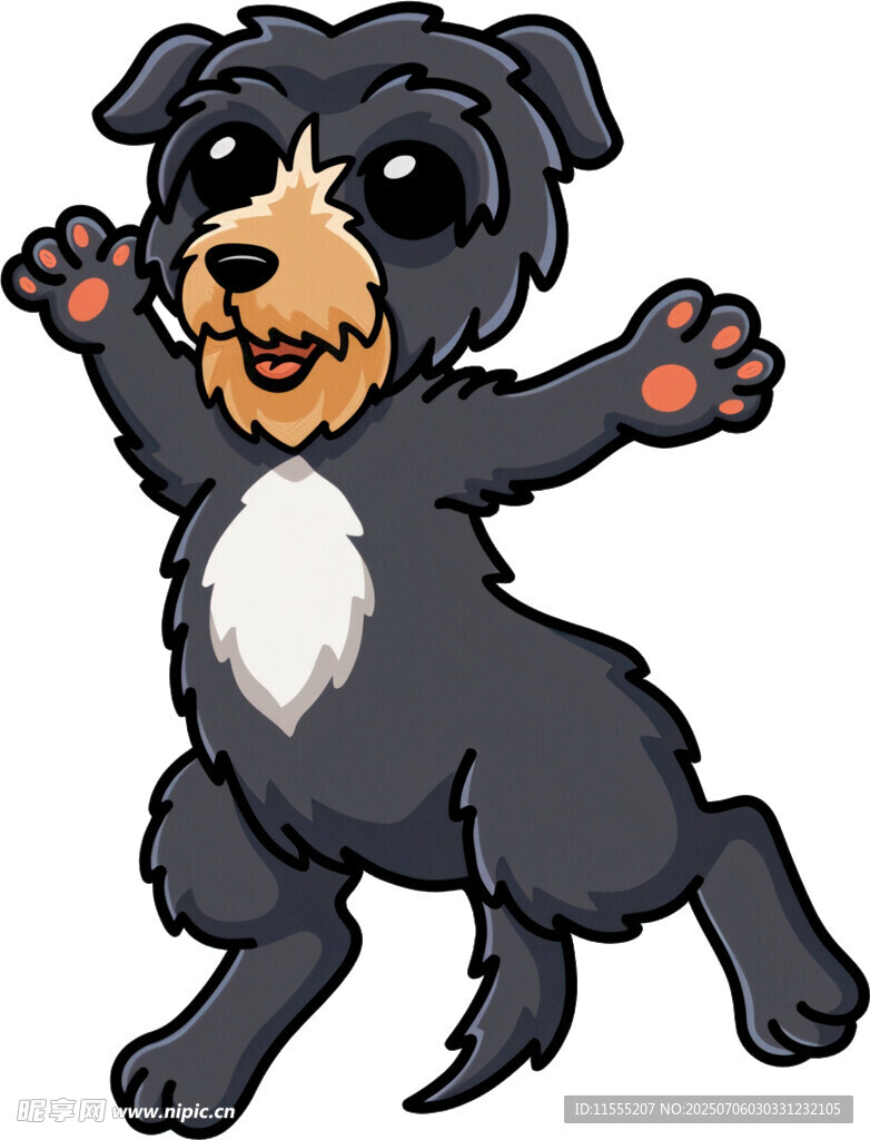 欢快跳跃的卡通小狗