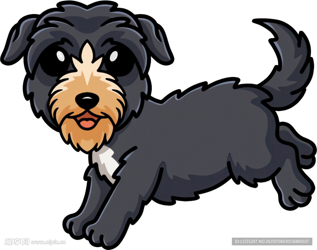 奔跑的可爱黑色小狗