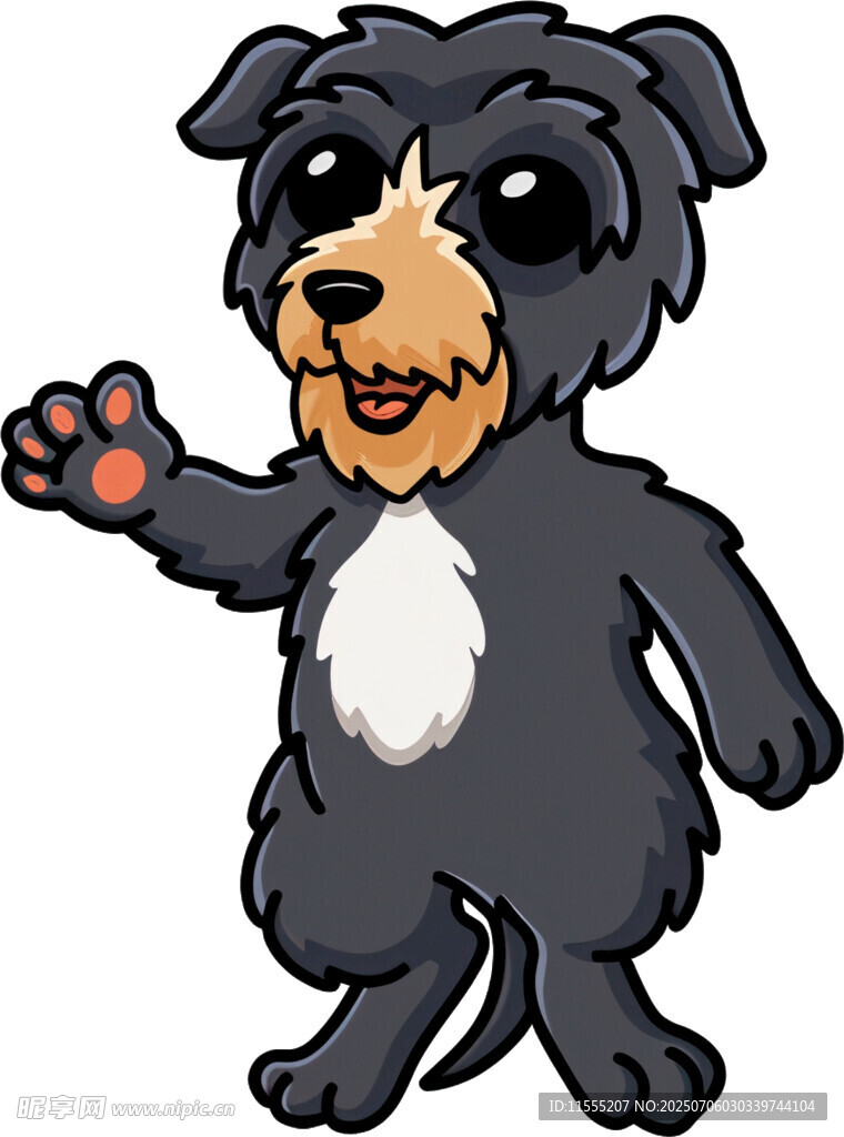 可爱小狗伸出带爱心爪子