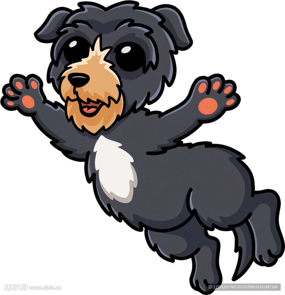 跳跃的可爱黑狗