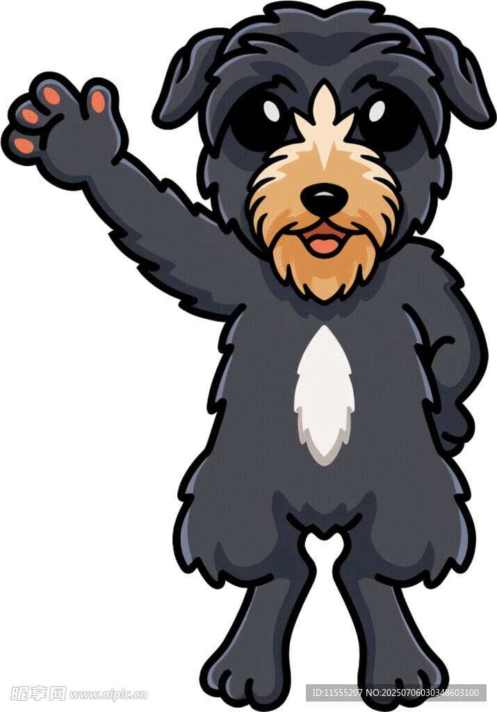 挥手的可爱小狗