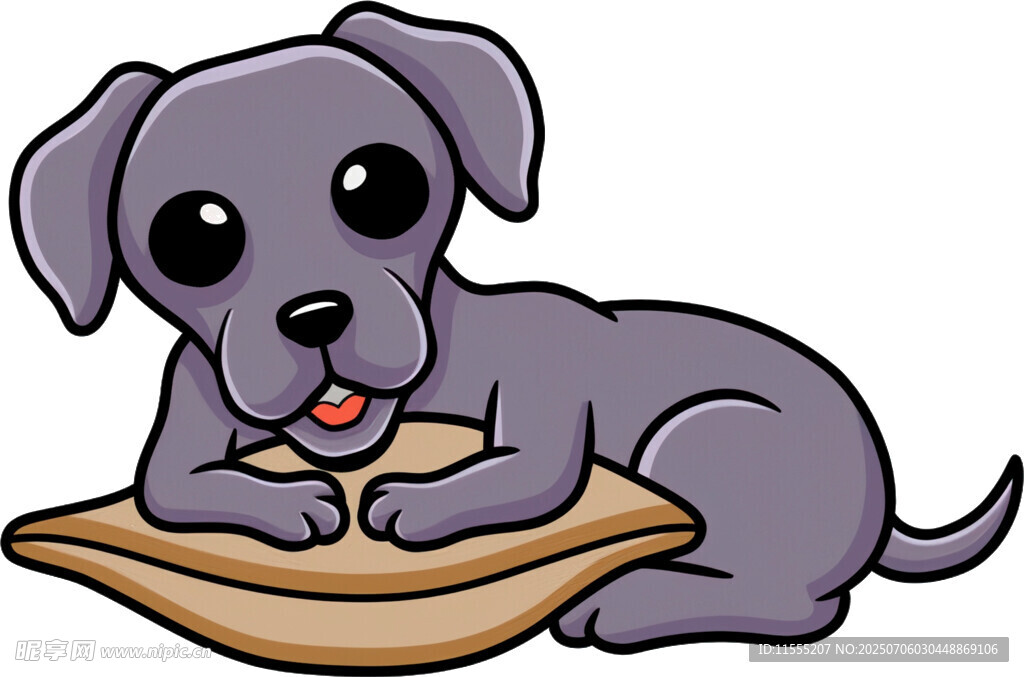 趴着的可爱卡通小狗