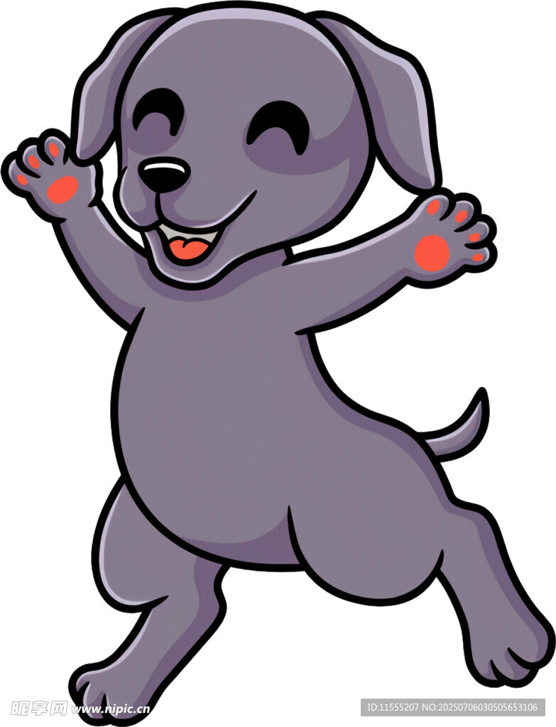 欢快跳跃的卡通小狗