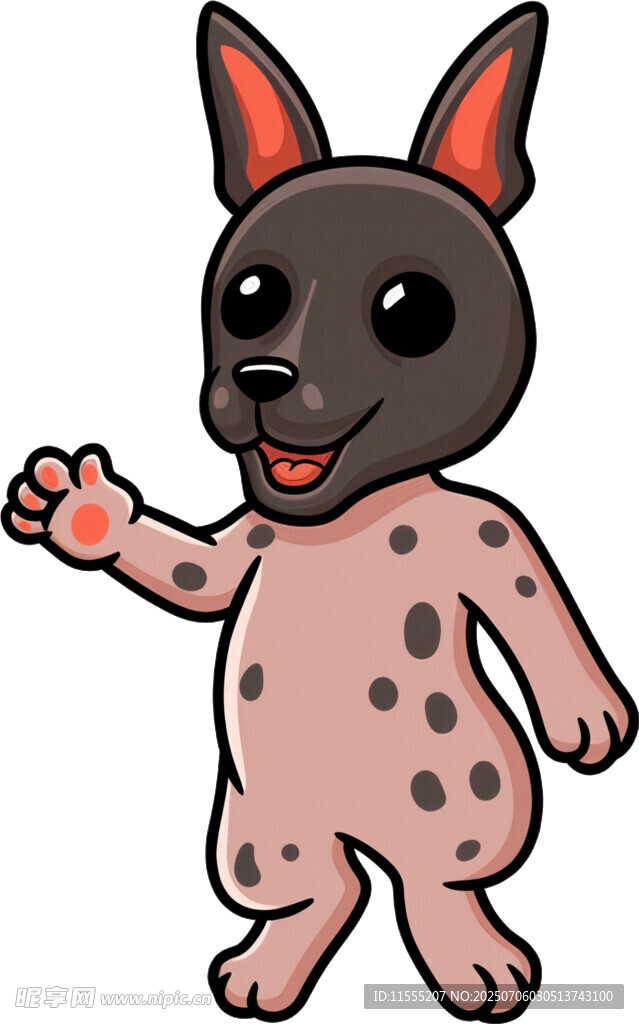 卡通斑点袋鼠挥手示意