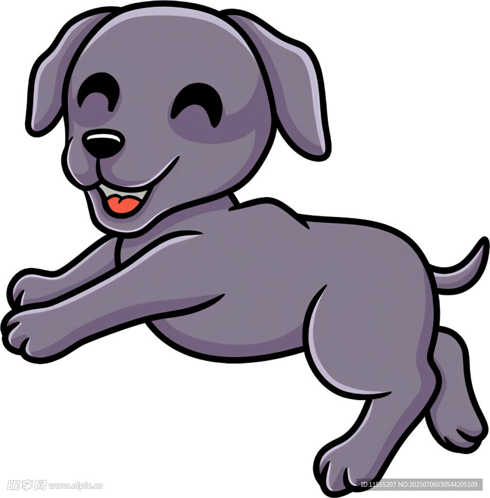 欢快奔跑的卡通小狗