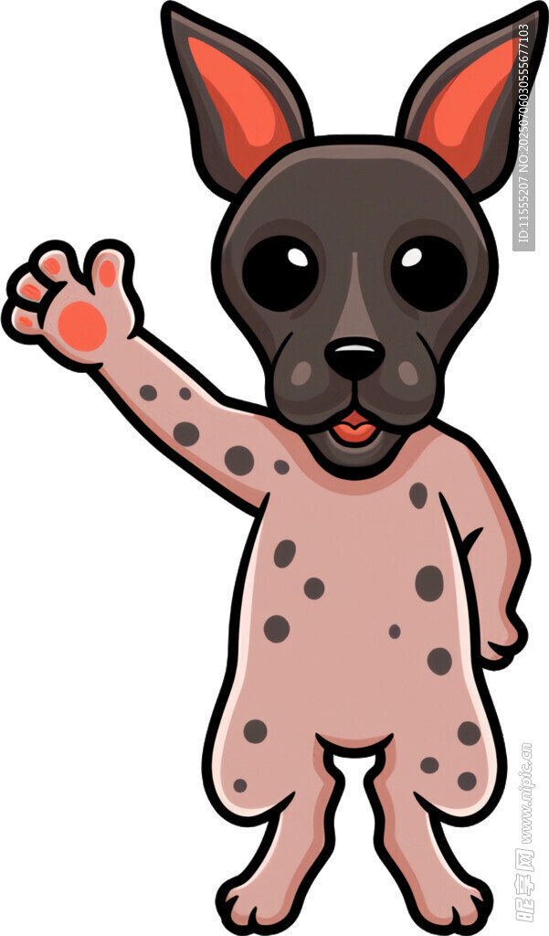 可爱斑点小狗挥手示意