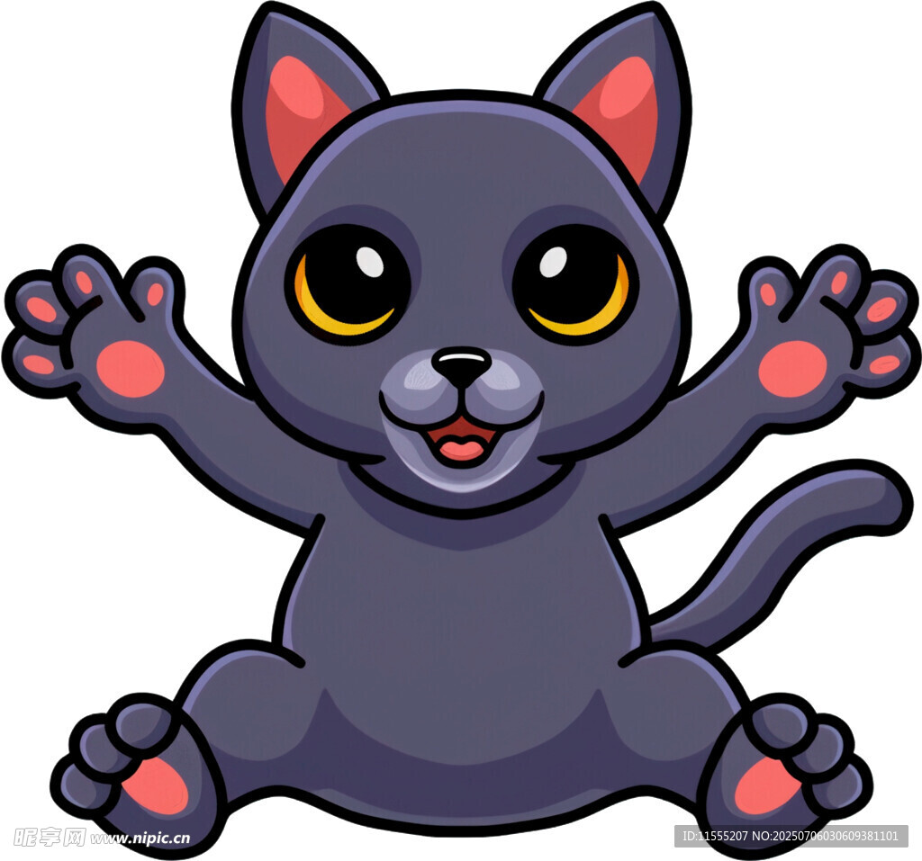 可爱黑猫张开双手卖萌