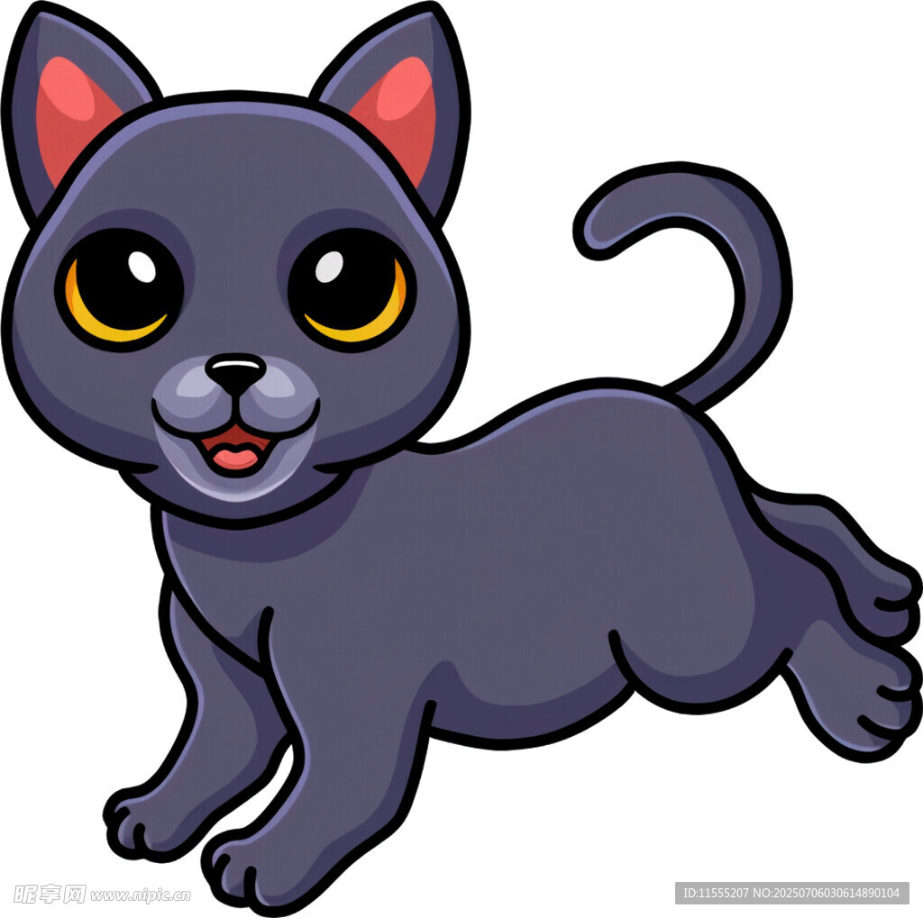 可爱黑猫欢快奔跑