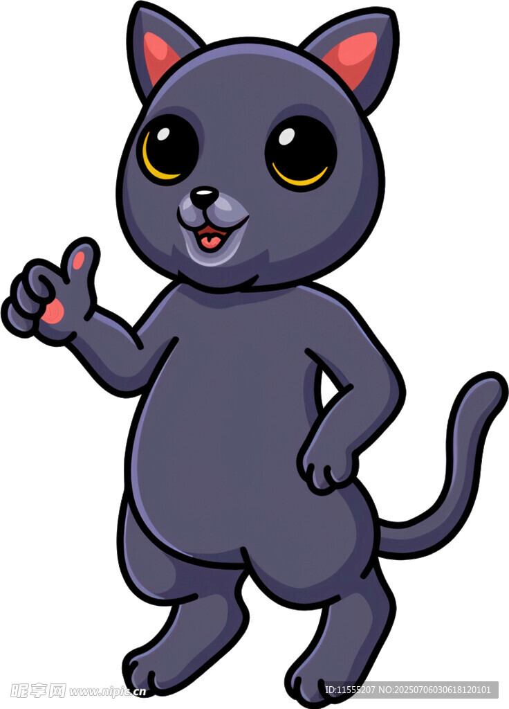 可爱黑猫竖大拇指