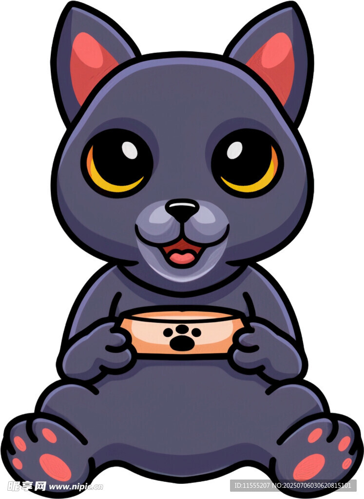 黑猫手持盒子可爱模样