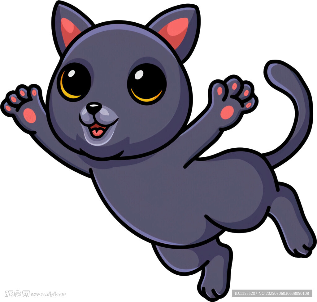 跳跃的可爱黑猫