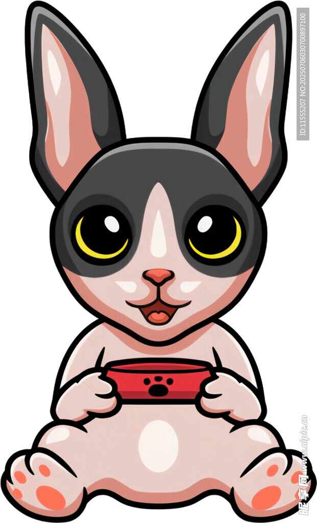 可爱小兔捧红碗