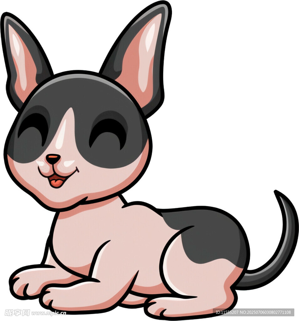 可爱躺卧的卡通小狗