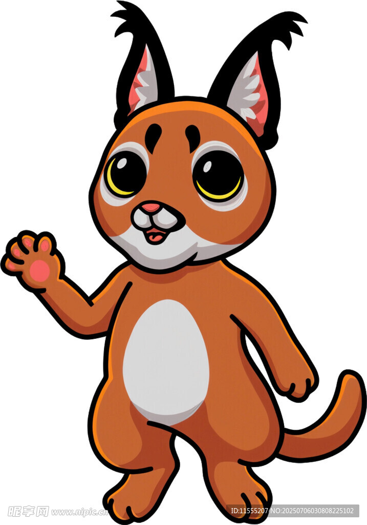 可爱卡通猞猁挥手示意