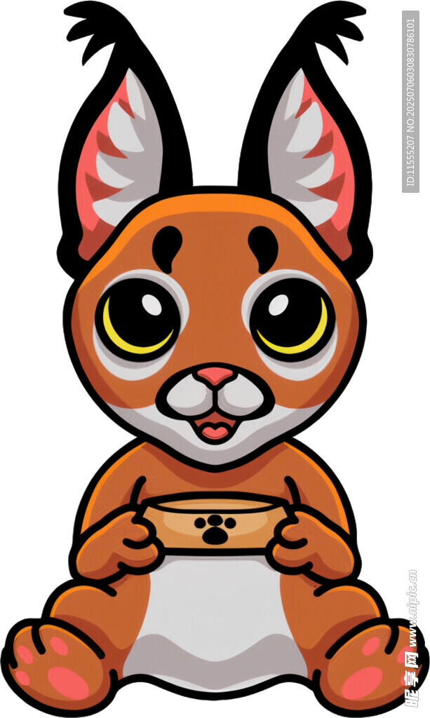 可爱卡通猞猁玩游戏