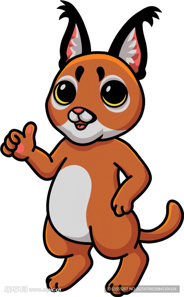 可爱卡通猞猁挥手示意