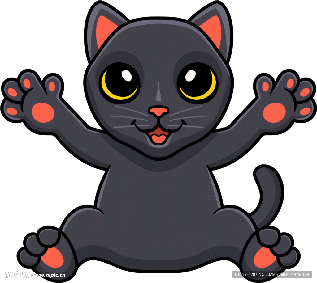 可爱黑猫张开爪子卖萌