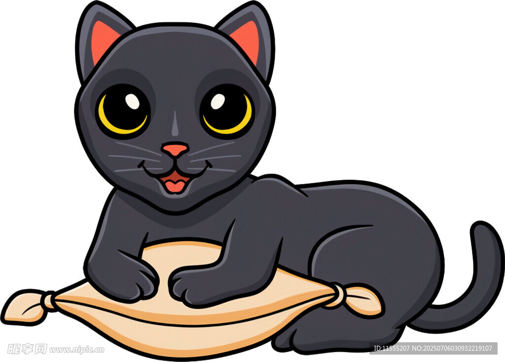 趴着的可爱黑猫