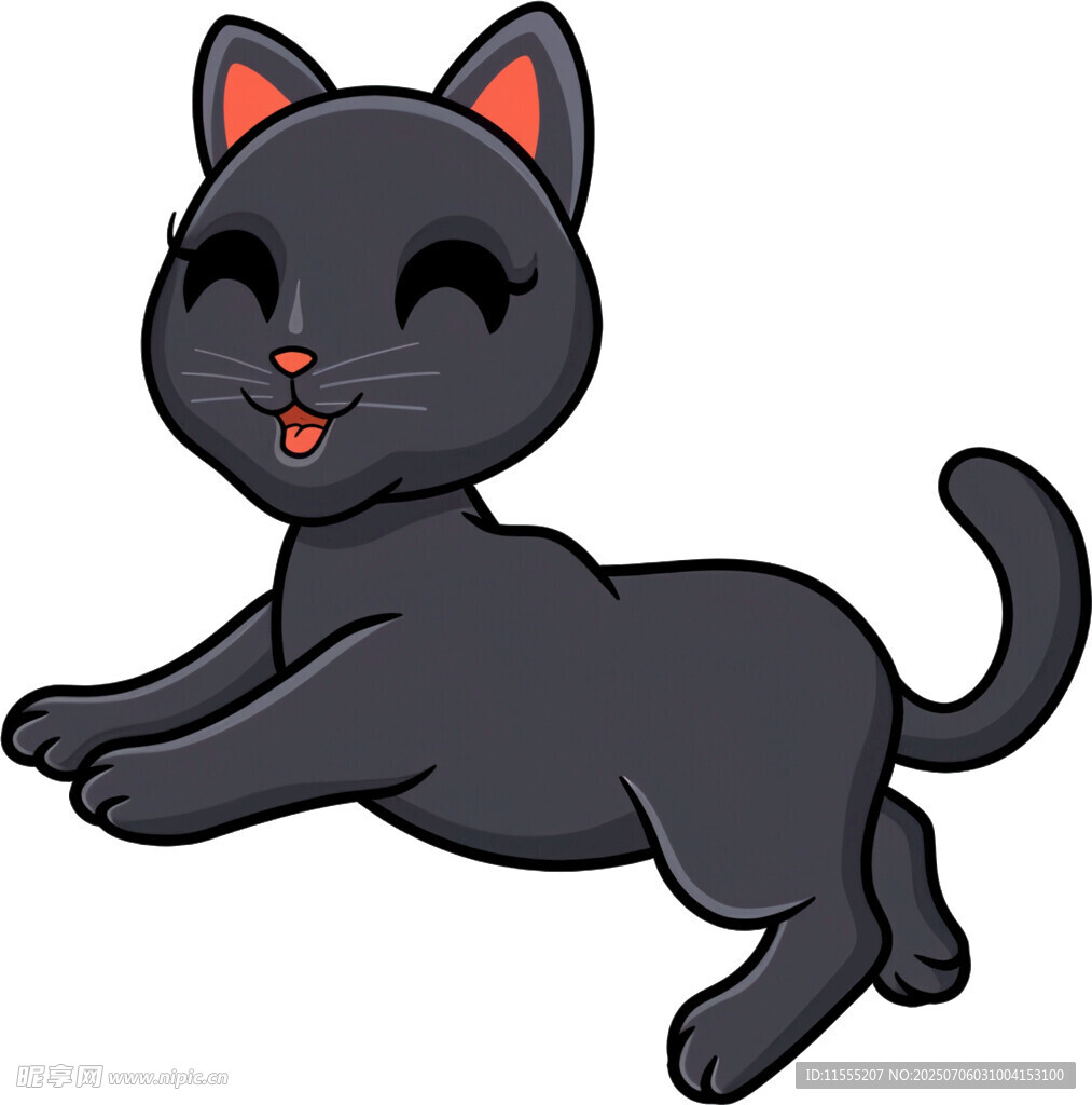 可爱黑猫跃起
