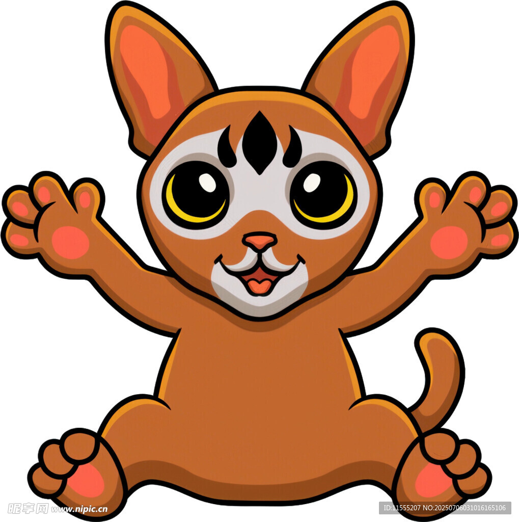 可爱卡通小猫张开双手