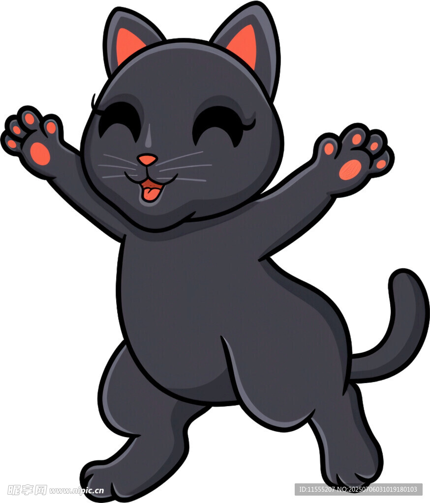 可爱黑猫欢快跳跃