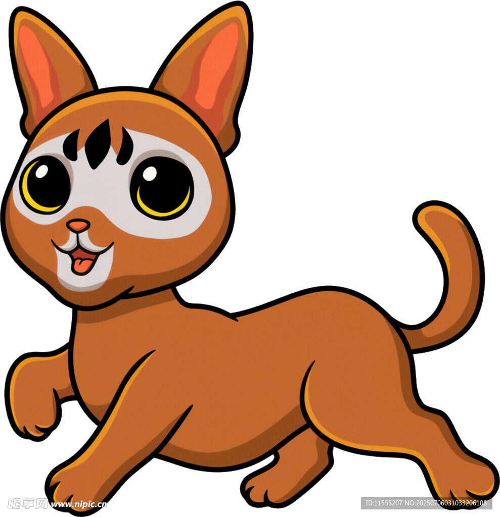 奔跑的可爱卡通小猫