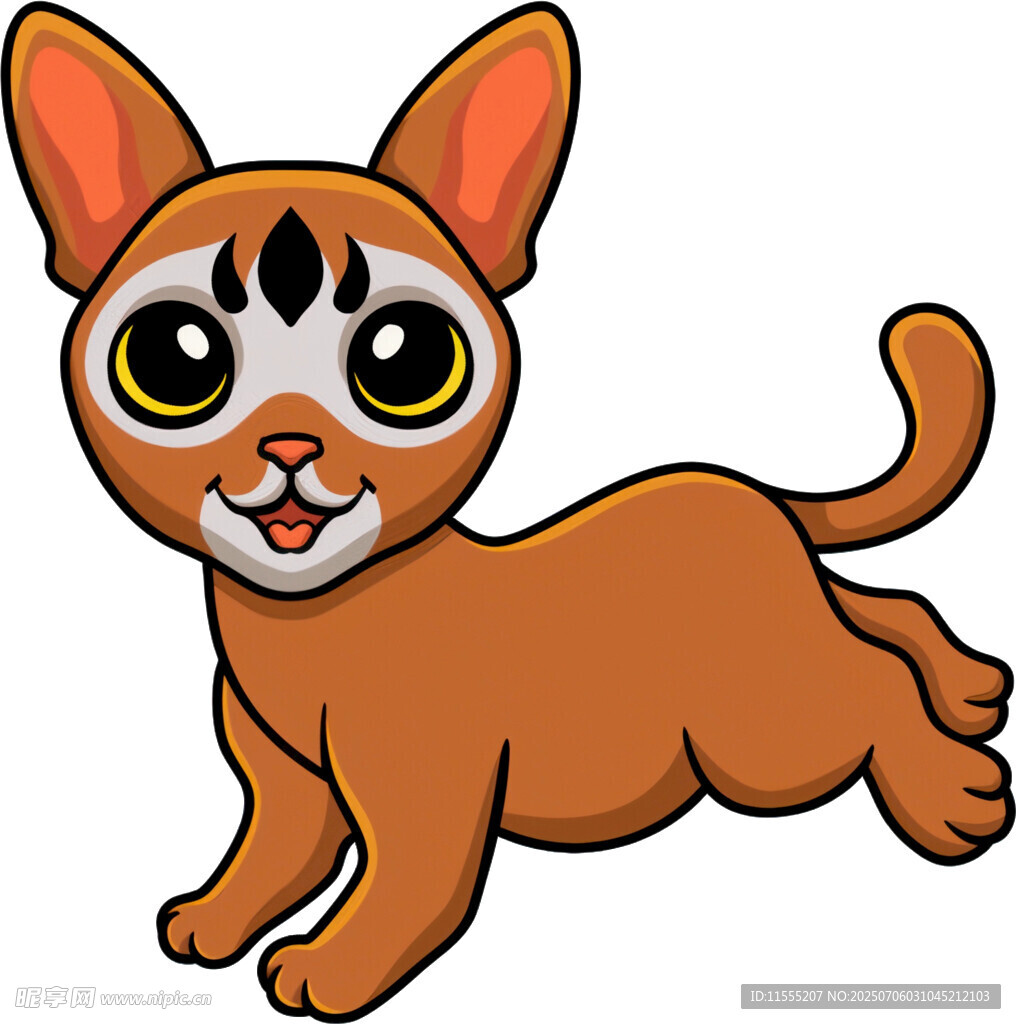 奔跑的可爱卡通小猫