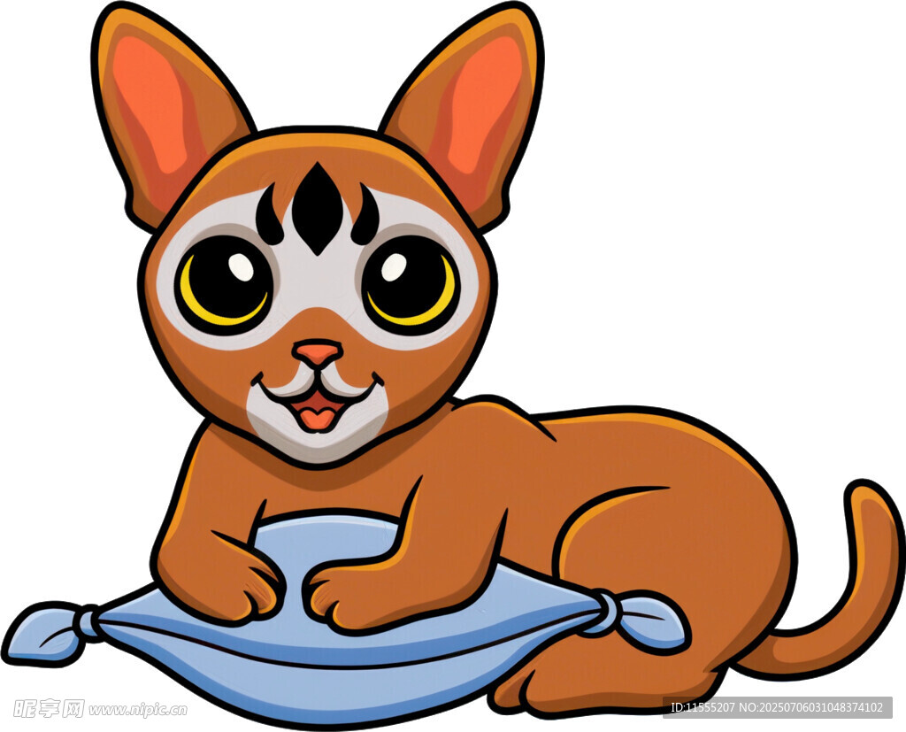 趴着的可爱卡通小猫