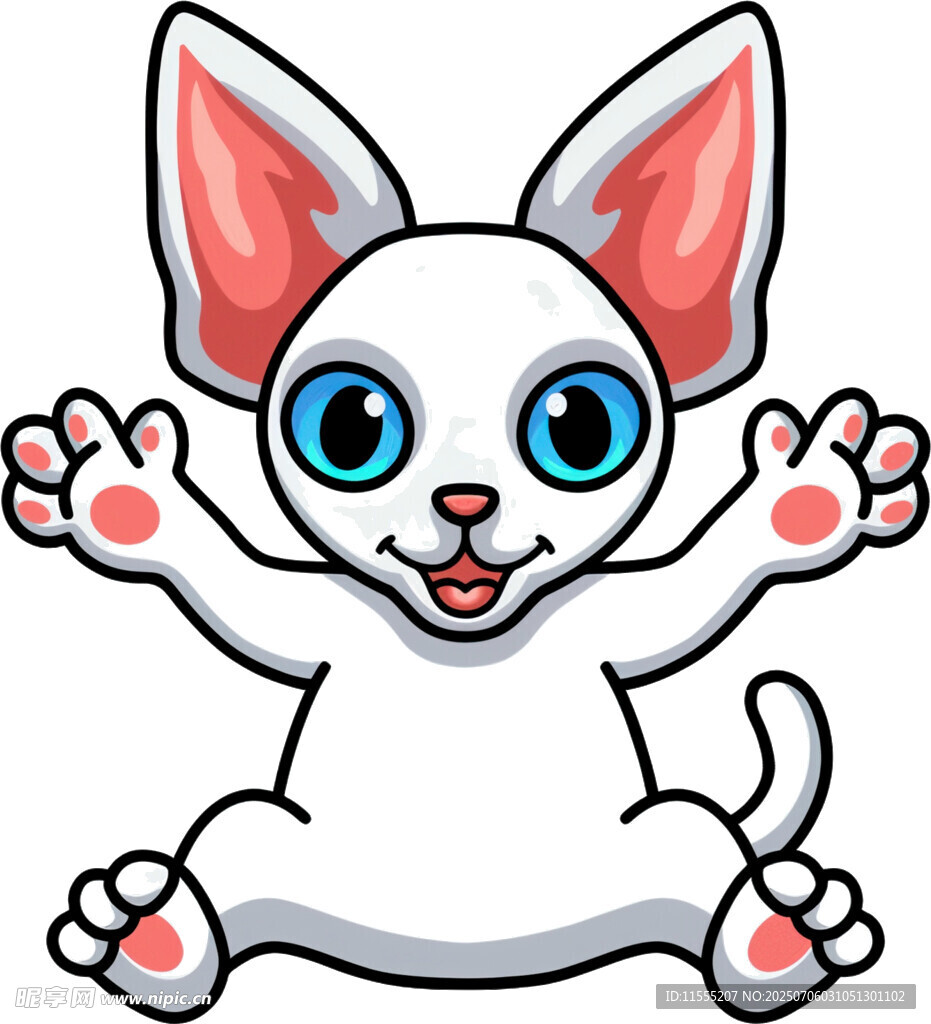 可爱白猫咪张开双手