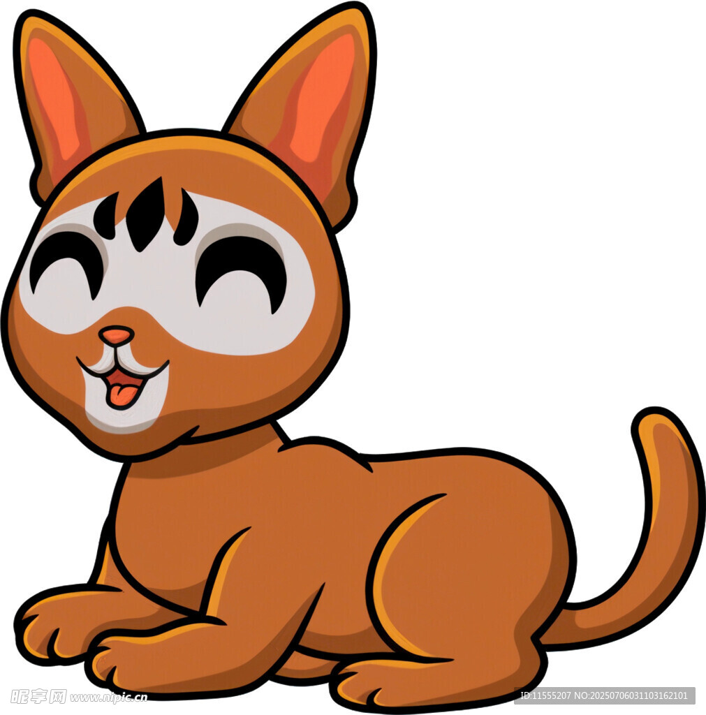 可爱卡通小猫惬意趴卧