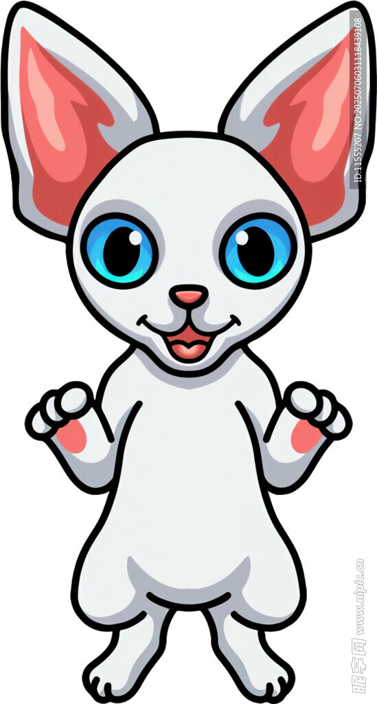 可爱白耳卡通猫形象