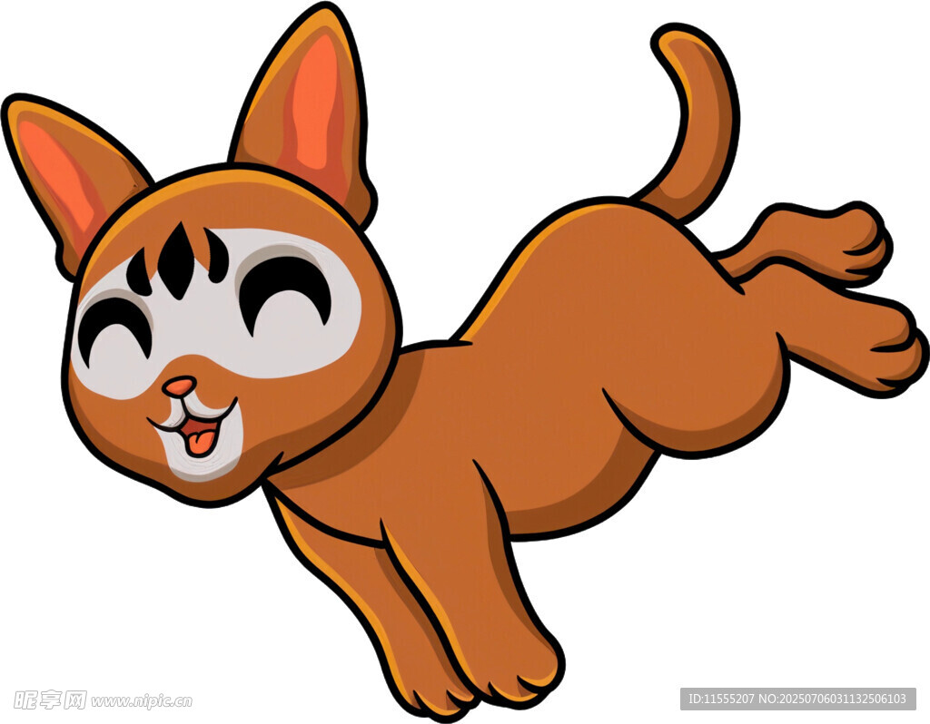 跳跃的可爱卡通小猫