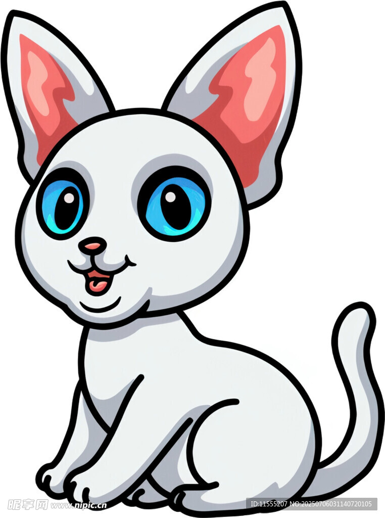 可爱卡通小白猫