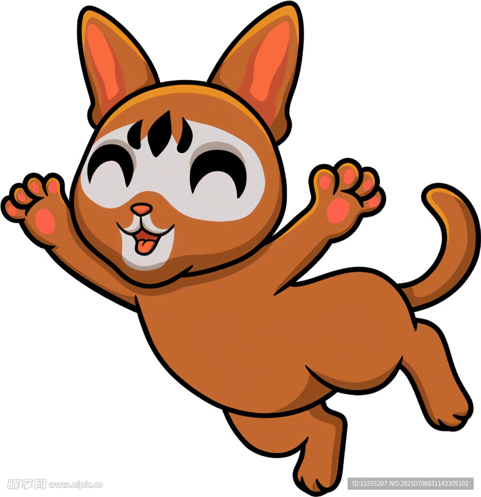 跳跃的可爱卡通小猫