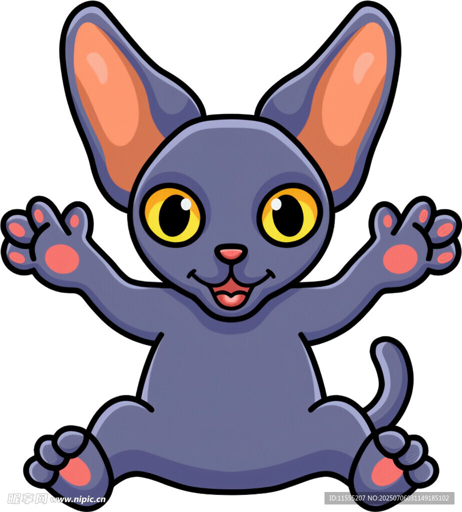 可爱蓝猫张开双手萌态