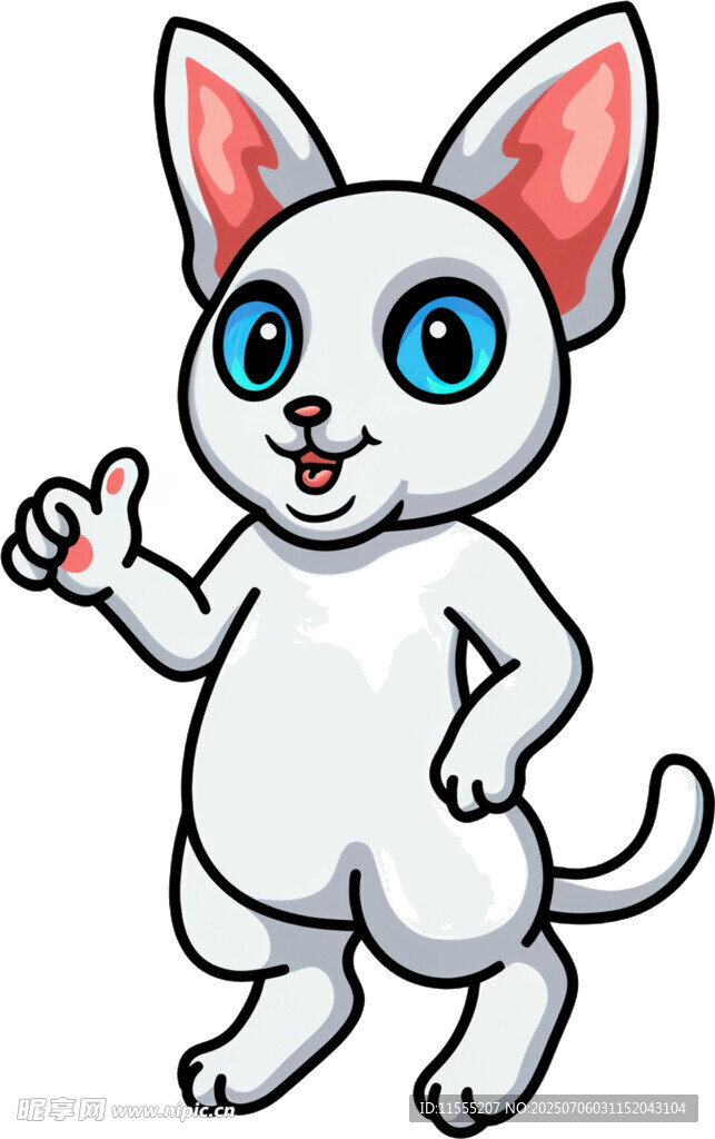 可爱白猫咪俏皮打招呼