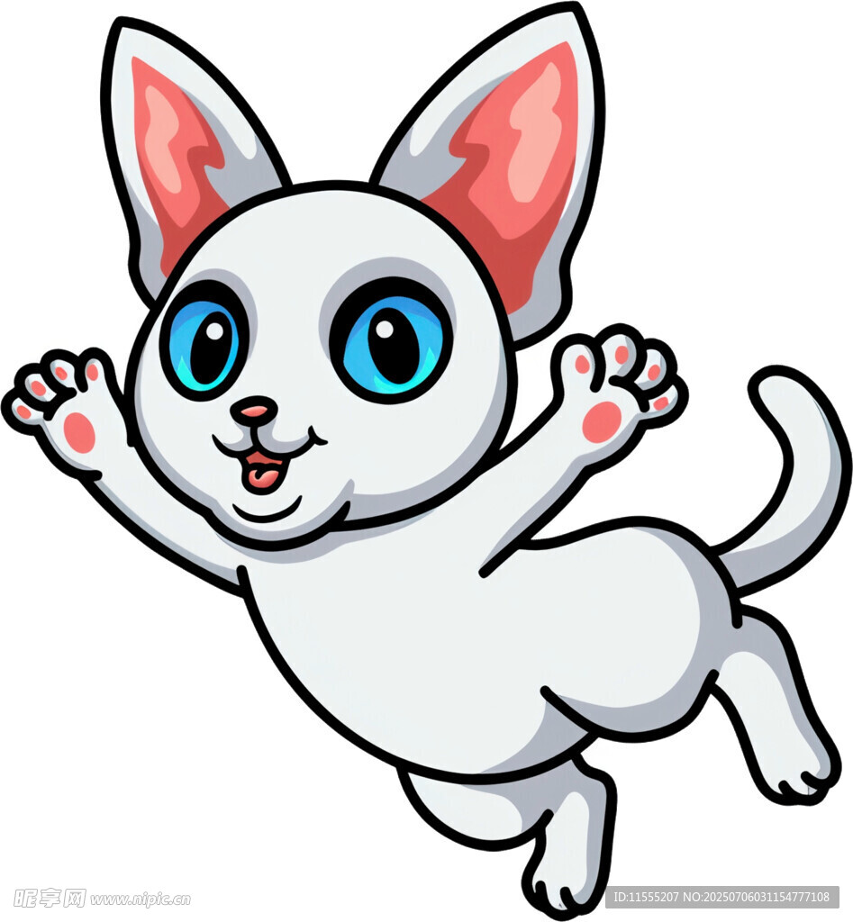 跳跃的可爱小白猫
