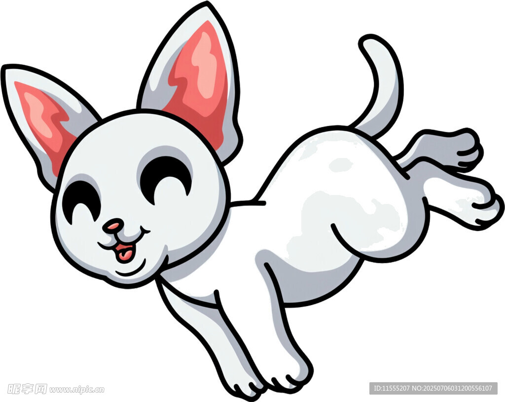 跳跃的可爱小白猫