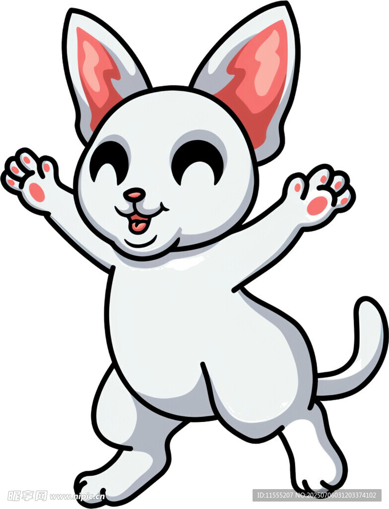 可爱小白猫欢快舞动
