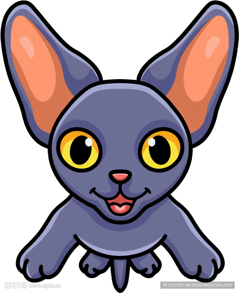 可爱紫色大耳卡通小猫