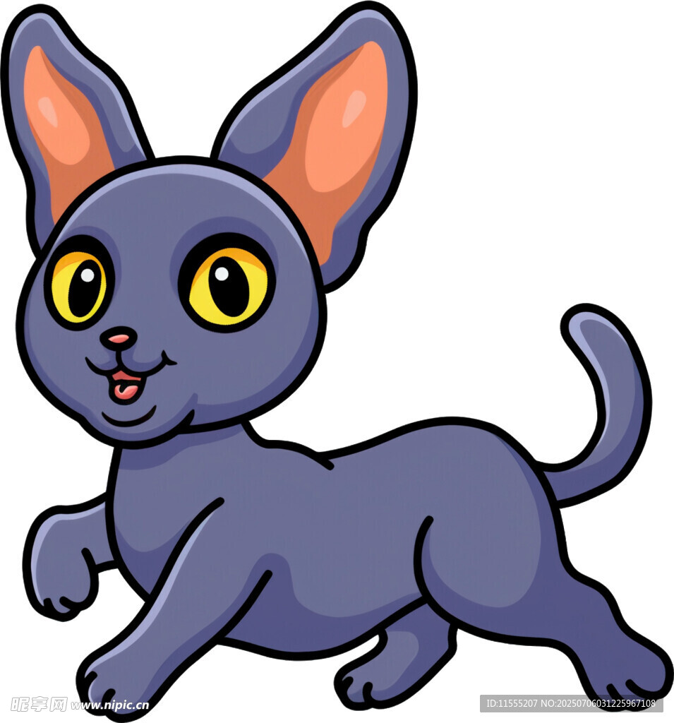 可爱蓝色小猫欢快奔跑