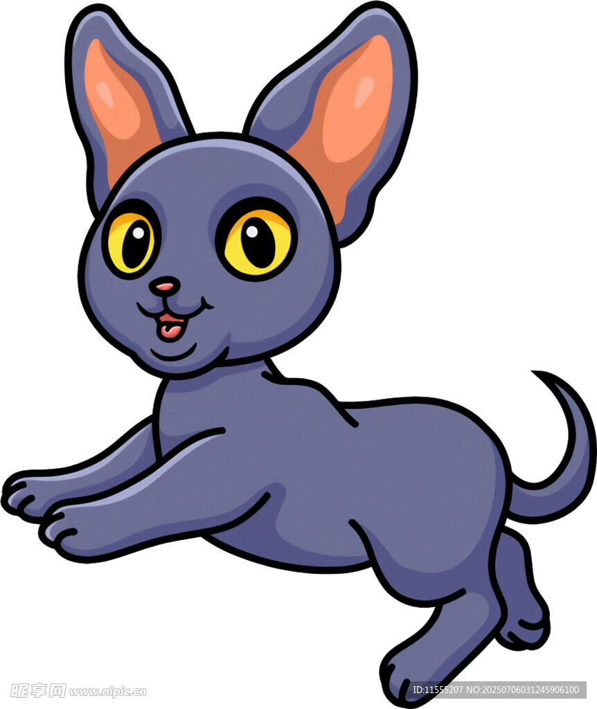 跳跃的紫色卡通小猫