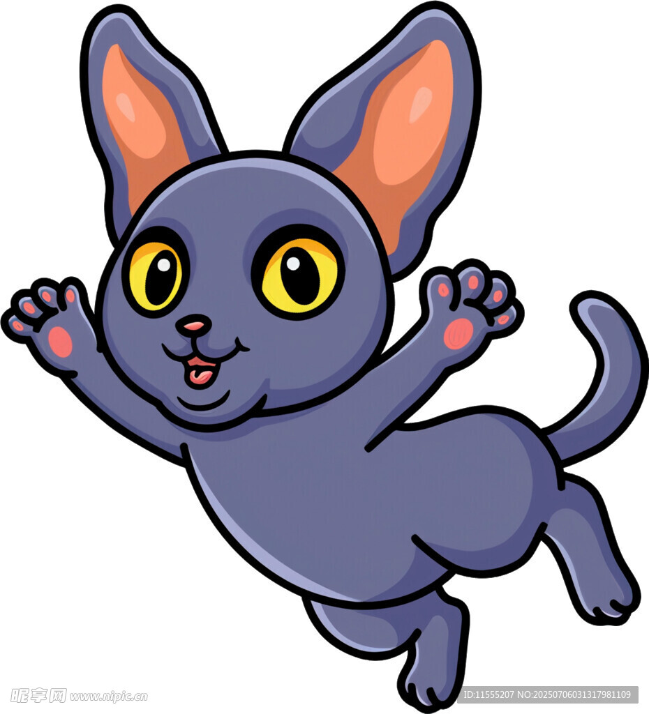 跳跃的紫色小猫