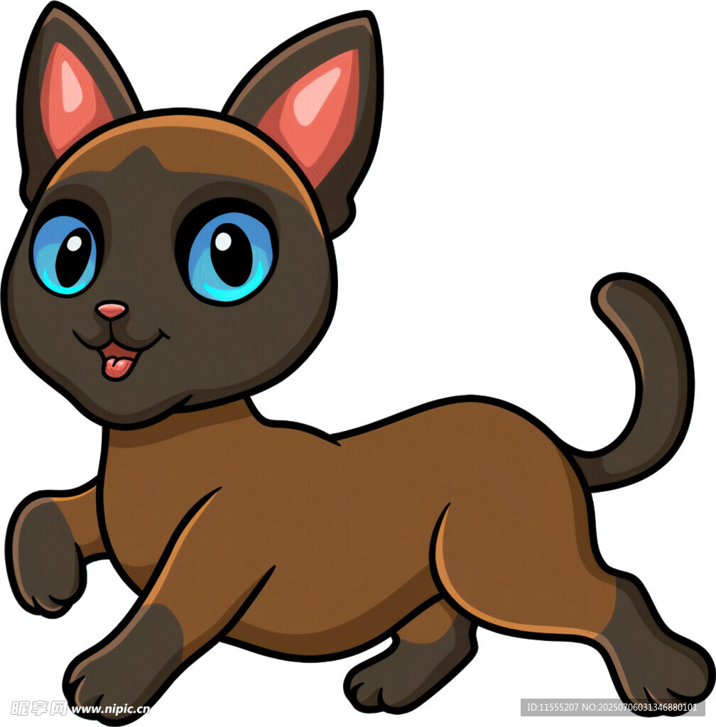 可爱棕色小猫欢快奔跑