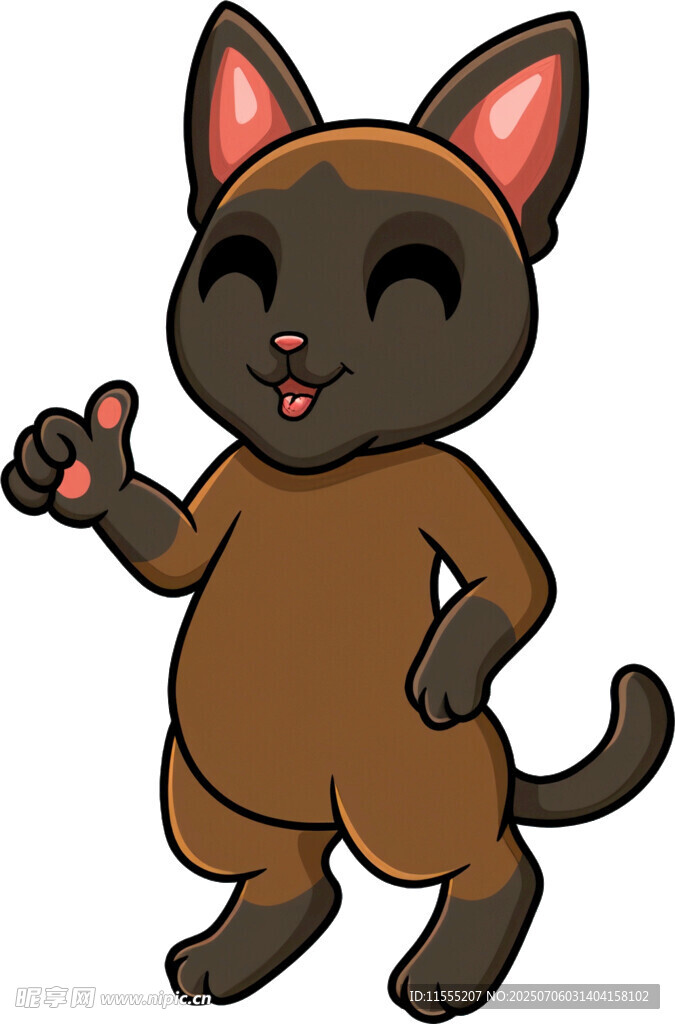 可爱拟人小猫俏皮招手