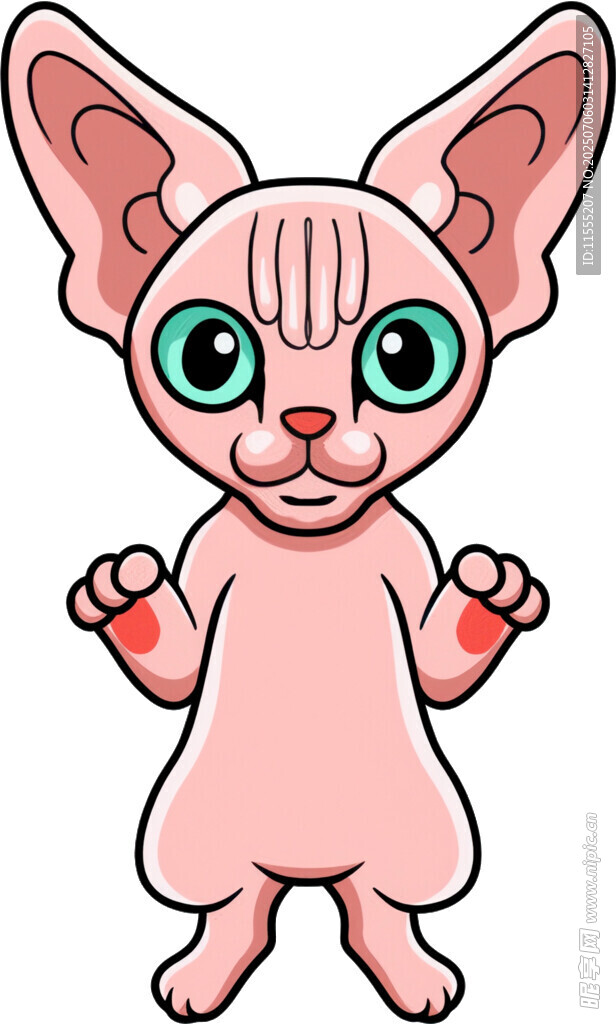 可爱粉色卡通小猫形象