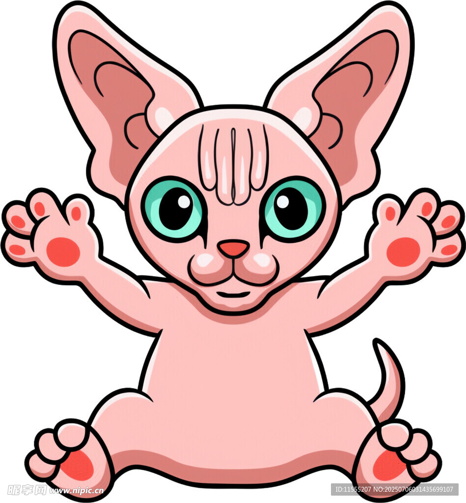 可爱粉色小猫张开双手